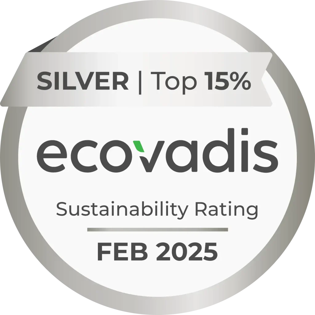 EcoVadis Silver 2025 ecovadis silver, Top 15% Sustainability Rating, February 2025